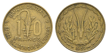 Западная Африка (BCEAO) 10 франков 1959 Центральный банк государств Западной Африки KM 1 медь алюминий 4642-225