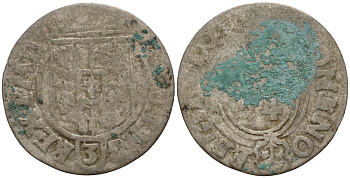 Польша 3 полкера (3 полторака - 1 крейцер) ND (1620-1627) Сигизмунд III Ваза (1587-1632) KM 41 серебро 4158-745