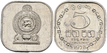 Шри-Ланка 5 центов 1978 KM 139a алюминий 4136-629