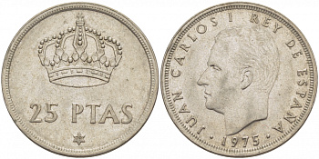 Испания 25 песет 1975 (79) Хуан Карлос I (1975-2014) KM 808 медно-никель 3457-725