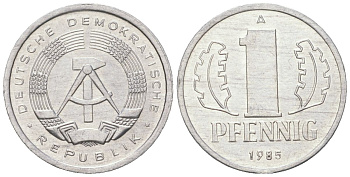 ГДР 1 пфенниг 1985 A KM 8.2 алюминий aUNC 201-633
