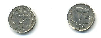 Малайзия 5 сенов 1990 KM 50 медно-никель 3999-522