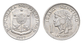 Филиппины 1 сентимо 1967 вождь острова Мактан Лапу-Лапу KM 196 алюминий UNC 4636-329