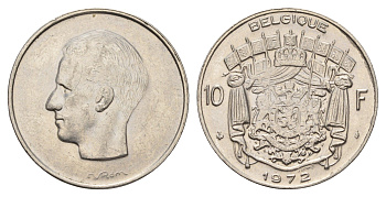 Бельгия 10 франков 1972 Belgique, Бодуэн I (1951-1993) KM 155 никель 4673-856