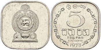 Шри-Ланка 5 центов 1978 KM 139a алюминий 4136-559