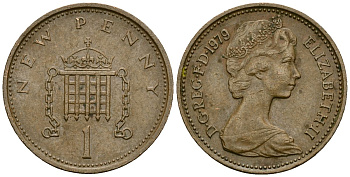 Великобритания 1 пенни 1979 Елизавета II (1952-2022) KM 915, Spink 4237 (B1) бронза 4167-1223