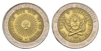 Аргентина 1 песо 1995 KM 112 биметалл 4663-634