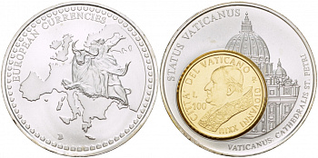Ватикан медаль ND монета на медали, Ватикан, Собор святого Петра в Риме, 100 лир серебрение UNC 1088-6-43