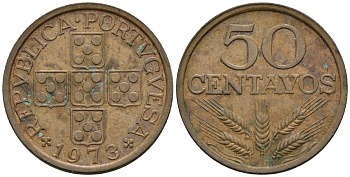 Португалия 50 сентаво 1973 KM 596 бронза 4148-347