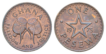 Гана 1 песева 1975 KM 13 бронза UNC 4666-611