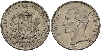 Венесуэла 2 боливара 1967 Симон Боливар KM 43 никель 82-1021