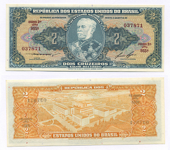 БРАЗИЛИЯ 2 КРУЗЕЙРО 1956-58 ESTAMPA 2A, СЕРИЯ 955 Pick 157Ас бумага UNC (ПРЕСС) 6294-21-3