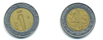 Мексика 1 песо 2001 KM 603 биметалл 176-1241