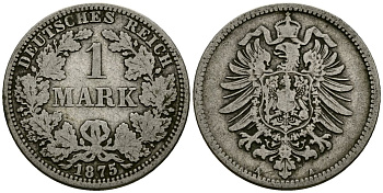 Германия 1 марка 1875 A KM 7 серебро 4172-344