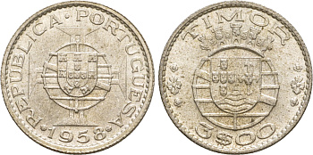 Португальский Тимор 3 эскудо 1958  KM 14 серебро  aUNC 4635-847