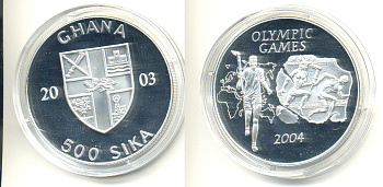 ГАНА 500 СИКА 2003 ОЛИМПИАДА 2004 серебро PROOF 06-039-34
