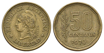 Аргентина 50 сентаво 1970 KM 68 латунь 39-932