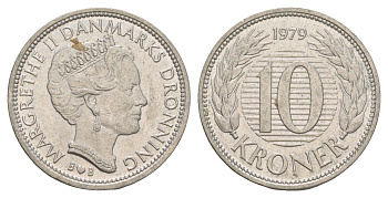 Дания 10 крон 1979 Маргрете II (1972-2024) KM 864 медно-никель 4654-344