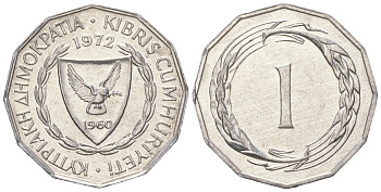 Кипр 1 миль 1972  KM 38 алюминий  UNC  M59-01