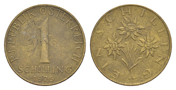 Австрия 1 шиллинг 1975 KM 2886 алюминиевая бронза 4561-525