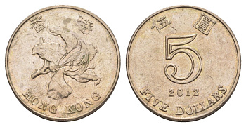 Гонконг 5 долларов 2012 KM 65 медно-никель 4633-352