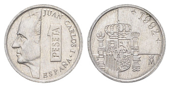 Испания 1 песета 1992 KM 832 алюминий 4627-924
