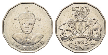 Свазиленд 50 центов 1993 KM 43 медно-никель UNC 4678-113