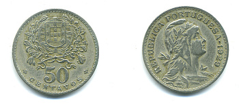 Португалия 50 сентаво 1929 KM 577 медно-никель 4383-234