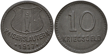 Кайзерслаутерн 10 пфеннигов 1917 Funck 231.2 цинк 4606-155