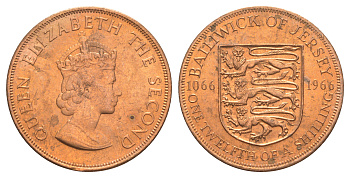 Джерси 1/12 шиллинга 1966 900 лет Нормандскому завоеванию KM 26 бронза UNC 4634-312