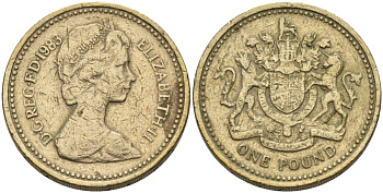 Великобритания 1 фунт 1983 Елизавета II (1952-2022) KM 933, Spink 4221 никель латунь 81-942