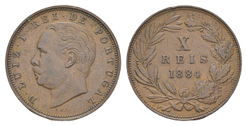 Португалия 10 реалов 1884 Луиш I (1861-1889) KM 526 бронза 4127-742