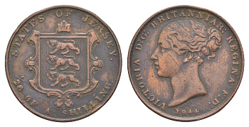 Джерси 1/26 шиллинга 1844 KM 2 медь 4607-126