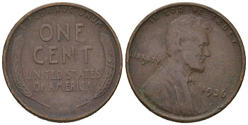США 1 цент 1936 Авраам Линкольн  KM 132 бронза 211-532
