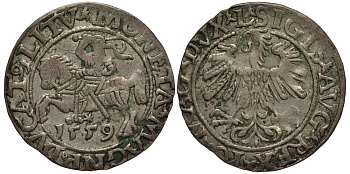 Польша 1/2 гроша (полугрош) 1559 Сигизмунд II Август (1544-1572), вес 1,27 гр. Saurma 5571 серебро 1516-1512
