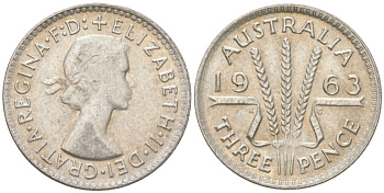 Австралия 3 пенса 1963 Елизавета II (1952-2022) KM 57 серебро 4623-125