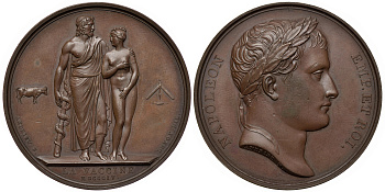 Франция медаль 1804 Наполеон Бонапарт, Венера с вакцинированным от оспы, 40 мм, 37,15 гр бронза aUNC 00-00