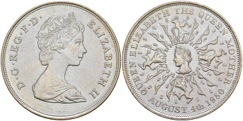 Великобритания 25 пенсов 1980 80 лет королеве Елизавете-королеве матери, Елизавета II (1952-2022) KM 921, Spink 2228 медно-никель 107-634