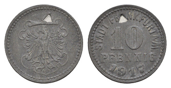 Франкфурт-на-Майне 10 пфеннигов 1917 Funck 136.1, Men05 7947.2, Men18 9918.2 цинк 4636-848
