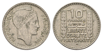 Франция 10 франков 1949 B KM 909.2 медно-никель    4660-251