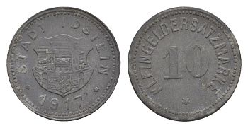 Идштайн 10 пфеннигов 1917 Funck 225.1, Men18 15186.1 цинк 4643-944