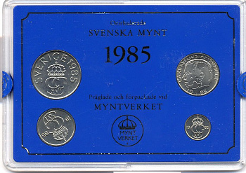 Швеция набор монетного двора из 4 монет 1985 в пластике, Карл XVI Густав (1973- ) KM MS35 UNC 4-3-7-142