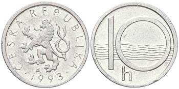 Чехия 10 геллеров 1993 KM 6 алюминий 4613-1024