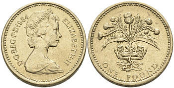 Англия 1 фунт 1984 ШОТЛАНДСКИЙ ДИЗАЙН KM 934, Spink 4222 никель латунь 88-433