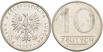Польша 10 злотых 1987 MW KM 152.1, Parchimowicz 243d медно-никель 77-427