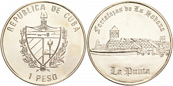 Куба 1 песо 2007 крепость Гаваны, Пунта (LA PUNTA) KM 881 медно-никель UNC M29-20