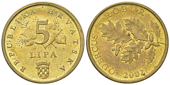 Хорватия 5 лип 2002 четный год KM 15 сталь плакированная латунью  aUNC  4124-924