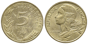 ФРАНЦИЯ 5 САНТИМОВ 1982 ТИП MARIANNE KM 933 медь алюминий никель 93-1316