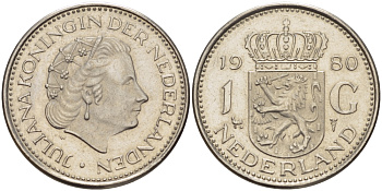 Нидерланды 1 гульден 1980 Юлиана (1948-1980) KM 184а никель 31-857