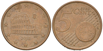 Италия 5 евроцентов 2002 R KM 212 сталь плакированная медью 4529-923